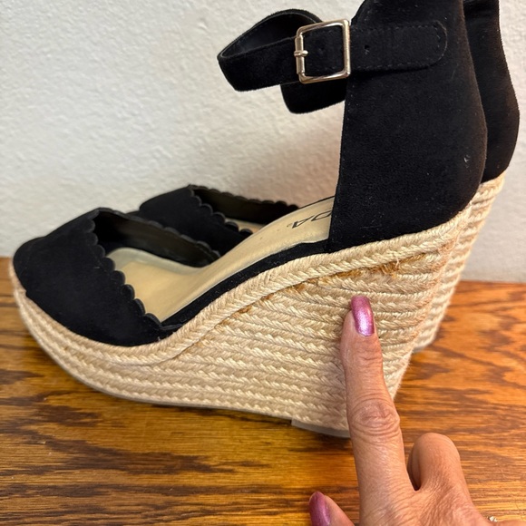 Soda Black faux suede Espadrille Wedge size 10 - Picture 7 of 10
